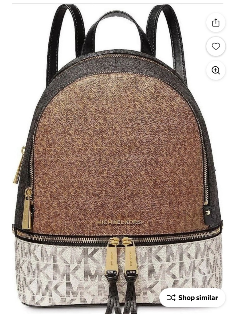 Michael Kors Two-Tone Brown and Cream Logo Dome Backpack